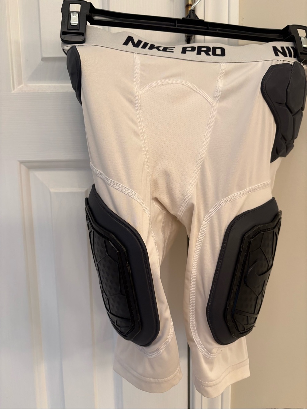 Nike White Compression Shorts with Black Molded Pads - Picture 3 of 7